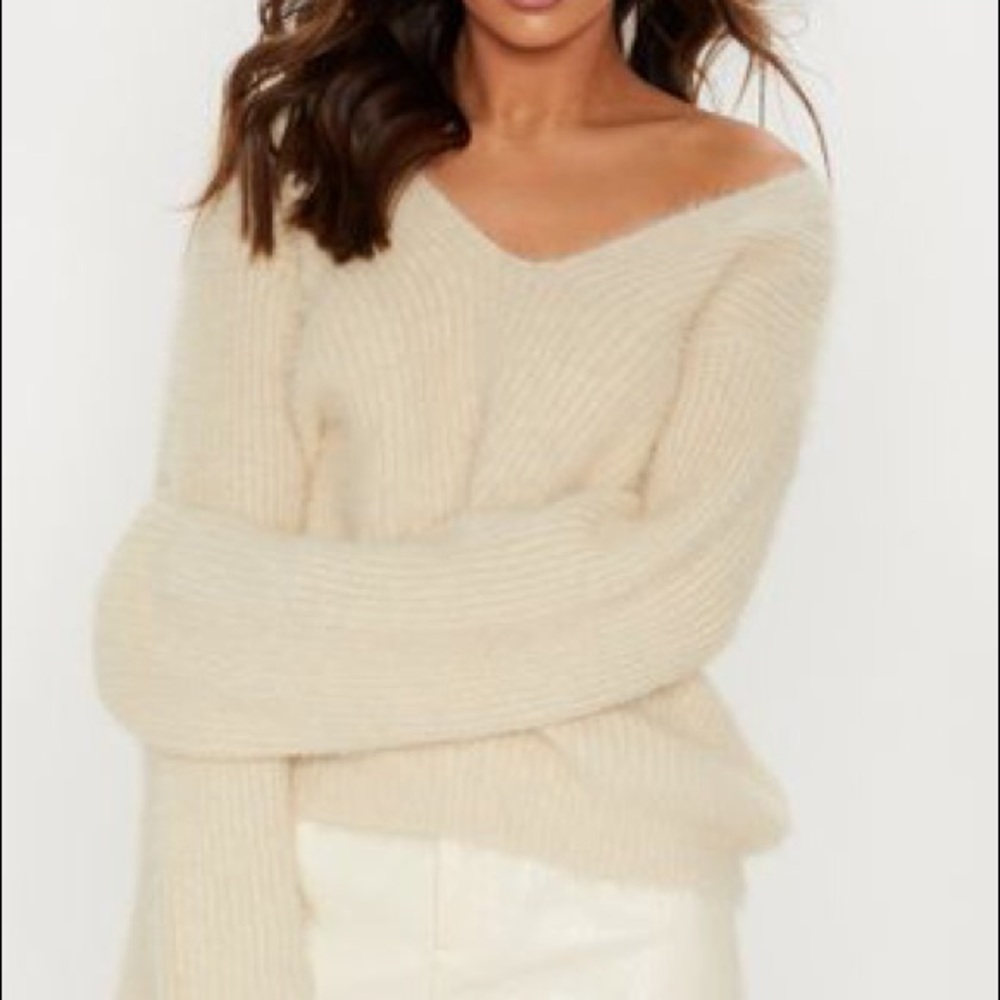NWT PrettyLittleThing Cream Eyelash Knitted Jumper